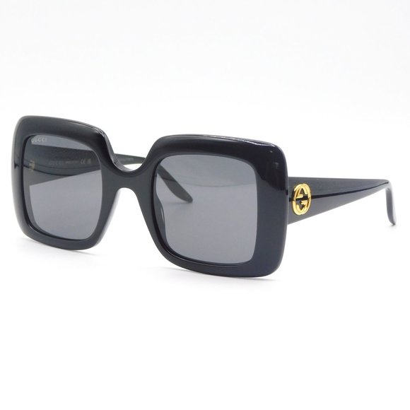 NEW GUCCI GG0896S 001 BLACK GREY SQUARE LOGO WOMEN'S SUNGLASSES FRAME 52… - Picture 5 of 13